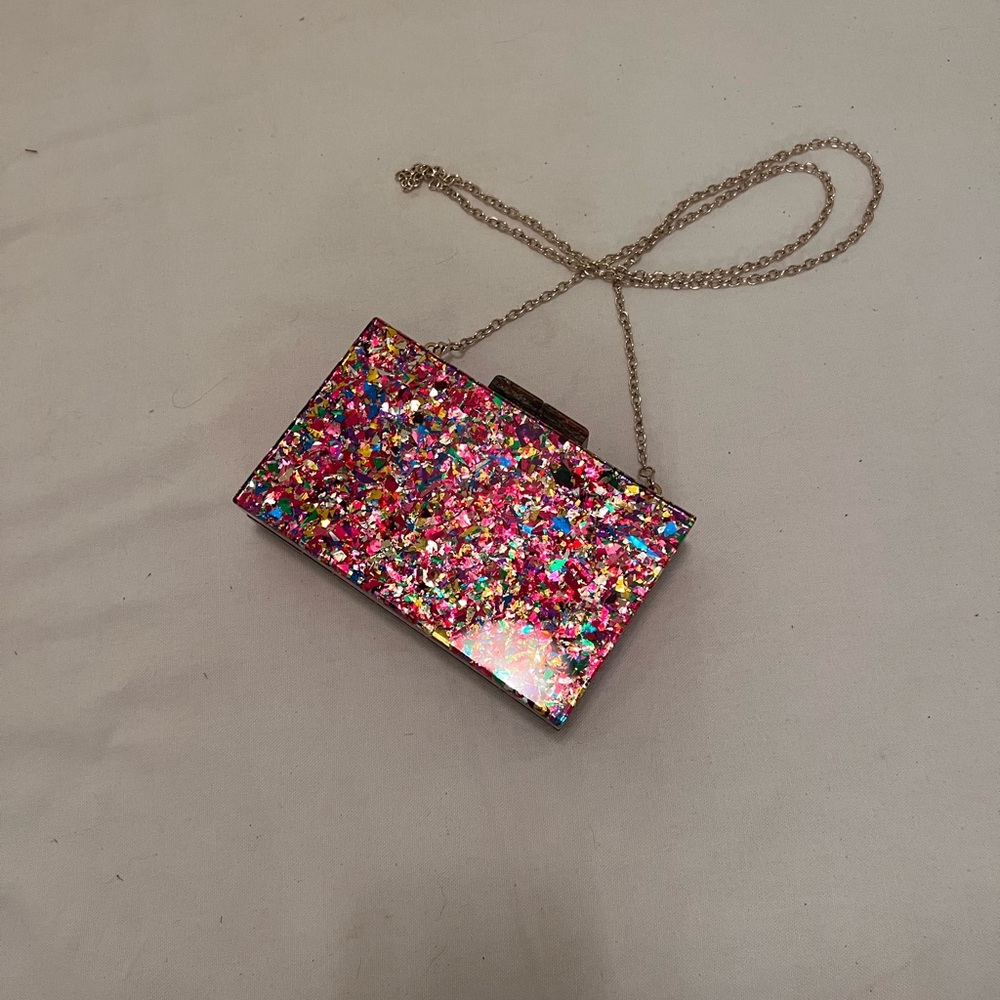 Antonio Melani Acrylic Glitter Minaudiere Clutch